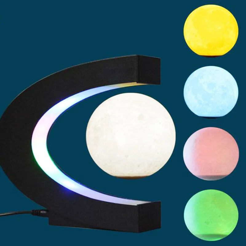 Светодиодный ночсветильник с магнитной левитацией 3D лампа в виде Луны украшение