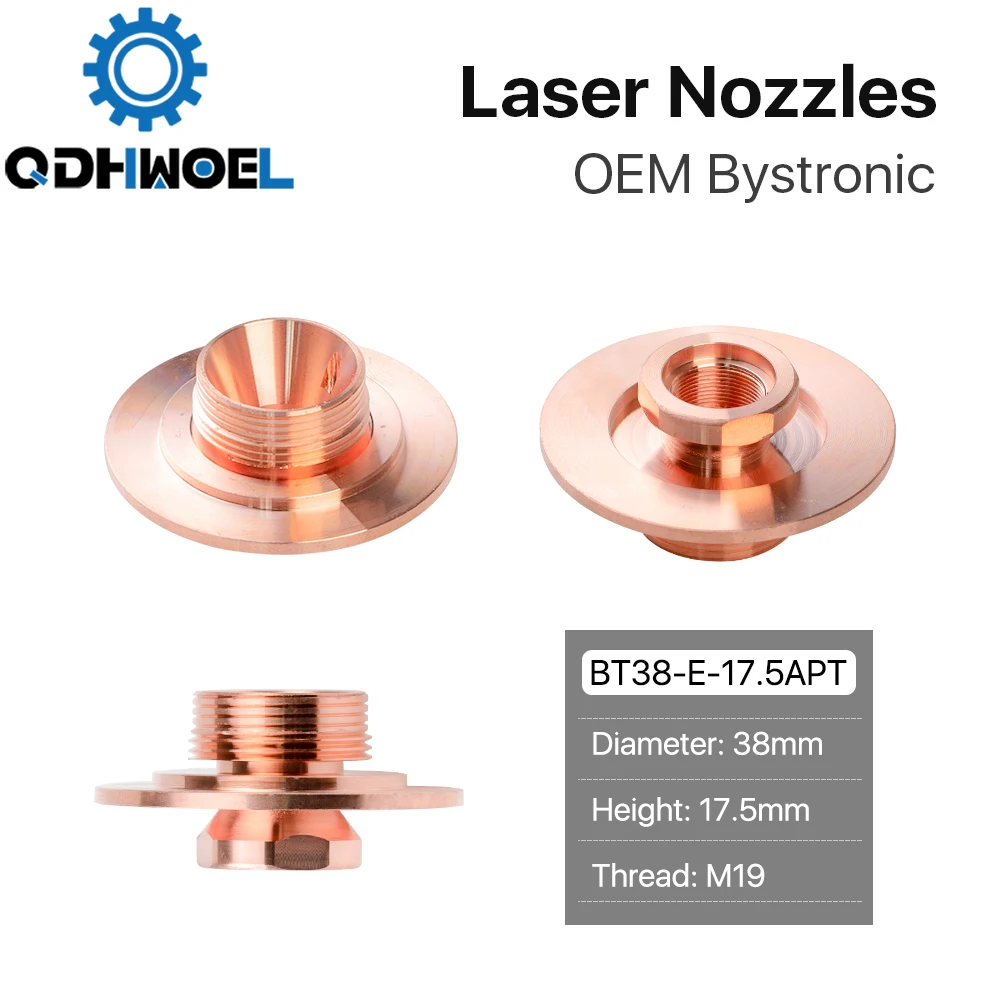 

Bystronic E Type 3D Cutting Nozzles Adapter D38 H17.5 M19 Round Bottom Single Layer For Fiber Laser Cutting Head