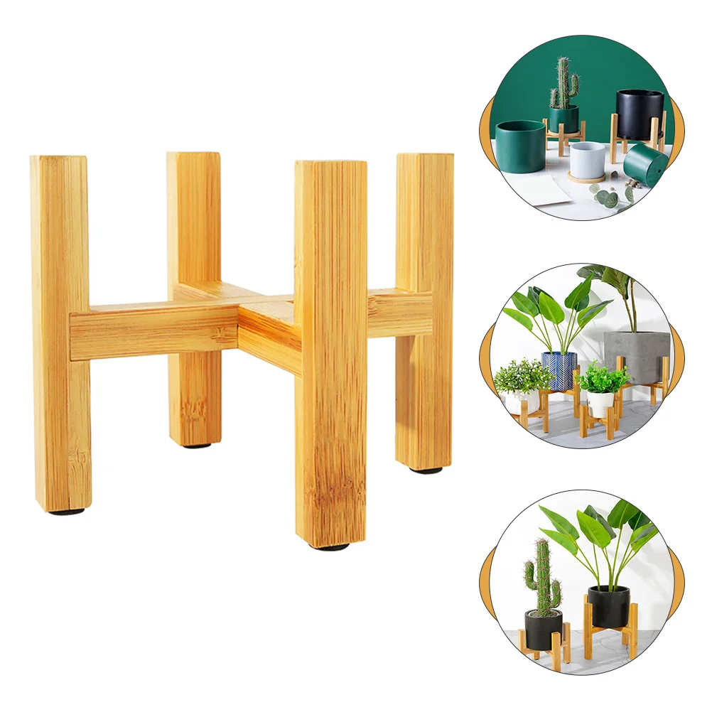 

1 Set Wooden Plant Pot Garden Flower Planter Holder Nursery Pots Display Rack with Pads