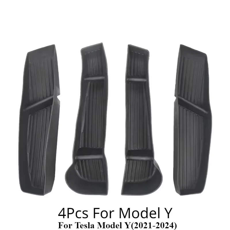 Для Tesla Model 3 Y, боковой ящик для хранения на дверь автомобиля, передняя и задняя сторона, TPE Model 3 Highland 2024, органайзер для хранения дверей, лоток, аксессуары