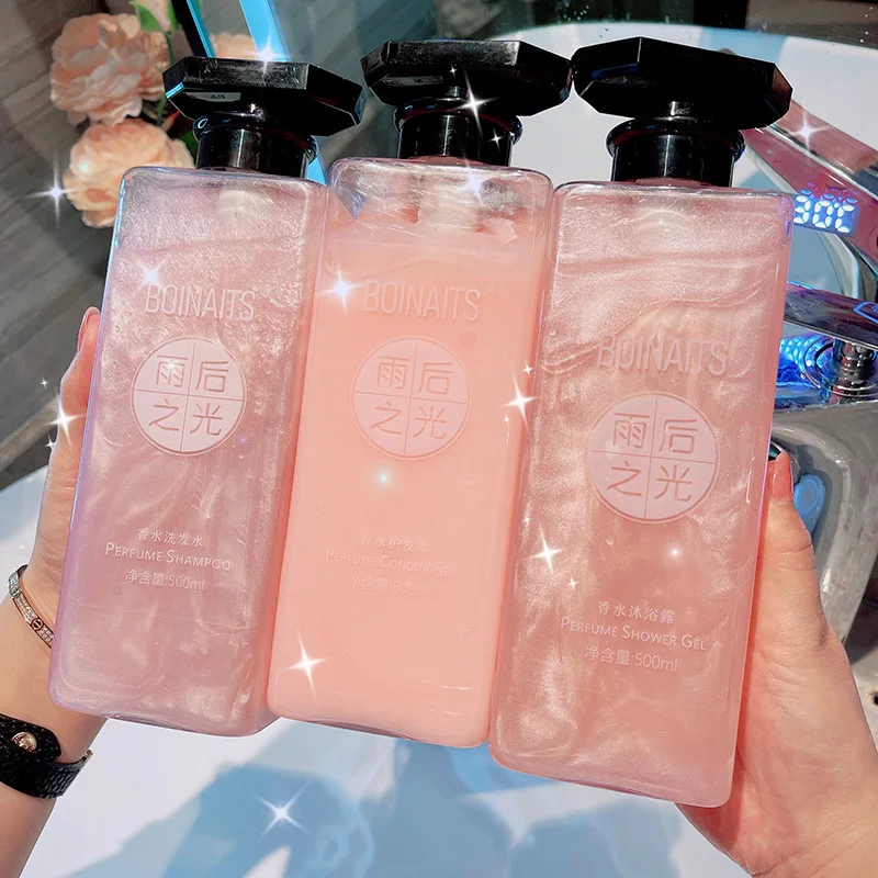 

Amino acid perfume shampoo, conditioner, shower gel, three-piece set, oil-removing, refreshing, lasting fragrance