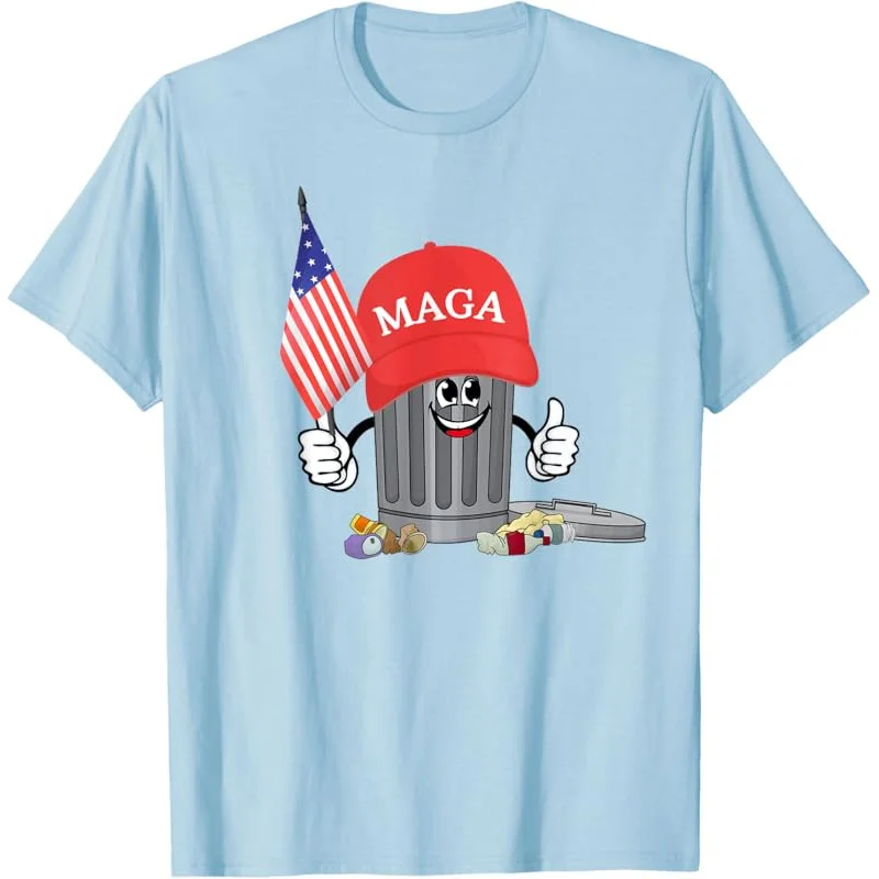 Забавная футболка с изображением мусора для массажа Трампа и мультяшным