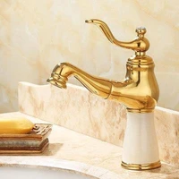 basin flexible pull out faucet golden polish marble stone luxury kitchen sink mixer faucet bathroom gold faucets