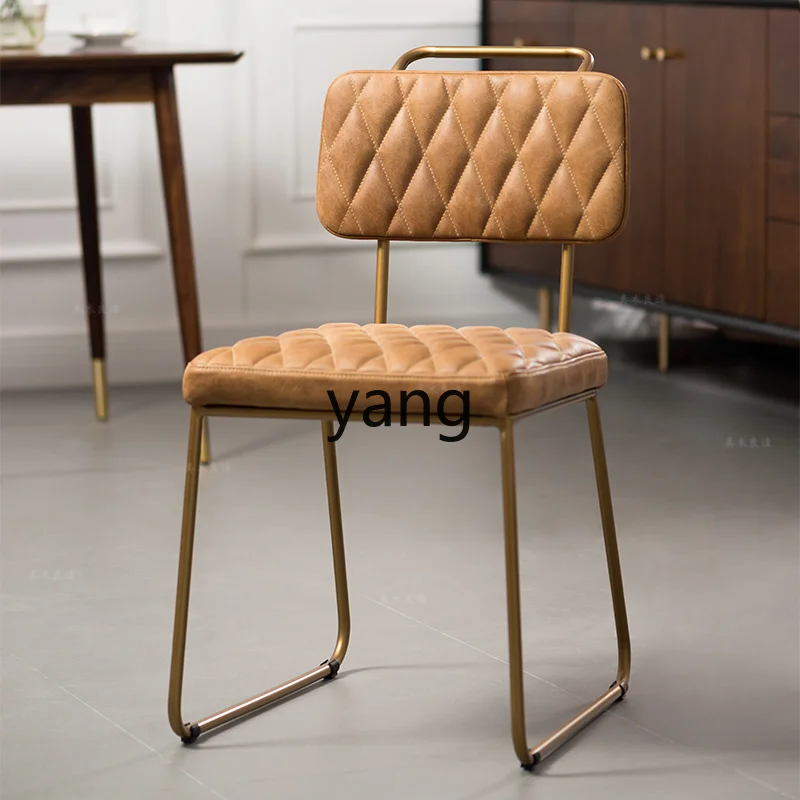 Обеденный стул Yhl Kafuu из натуральной кожи со стразами в клетку верхний слой ретро