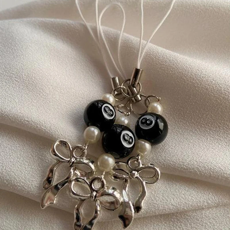 Модный брелок с 8 шариками и бантом из бисера сумка подвеска цепочка для телефона