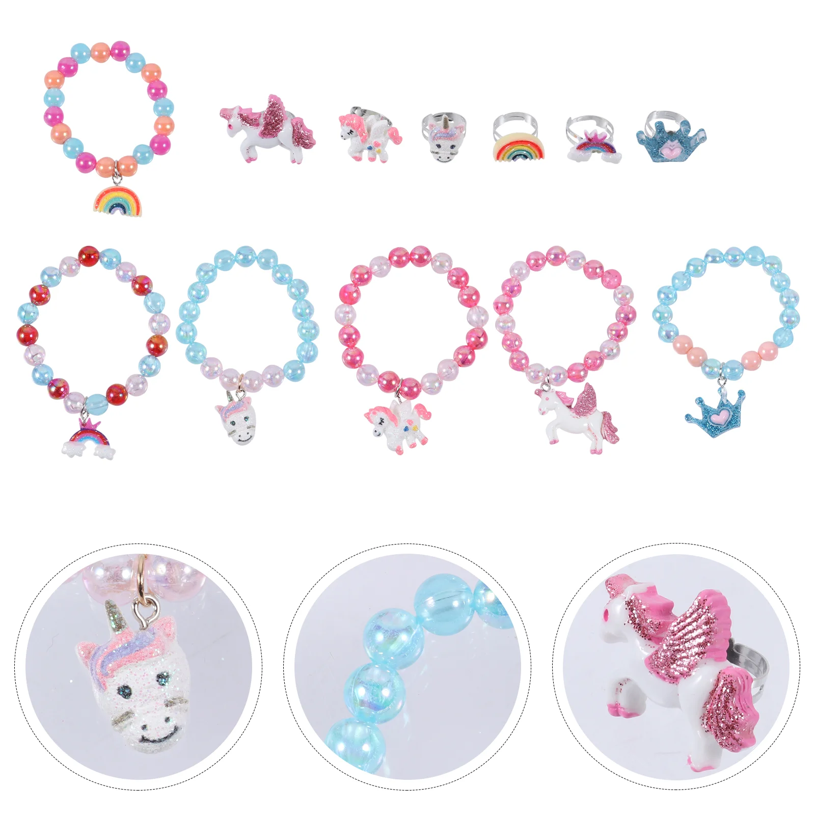 

Girls Bracelet Setsjewelry Beadedcostume Chains Fashionable Wristbands Little Wristplay Toddler Dress Upbands Exquisite