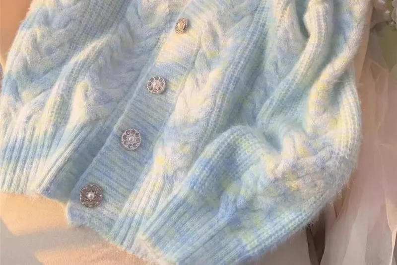 Женский вязаный кардиган Hikigawa с V-образным вырезом и длинным рукавом