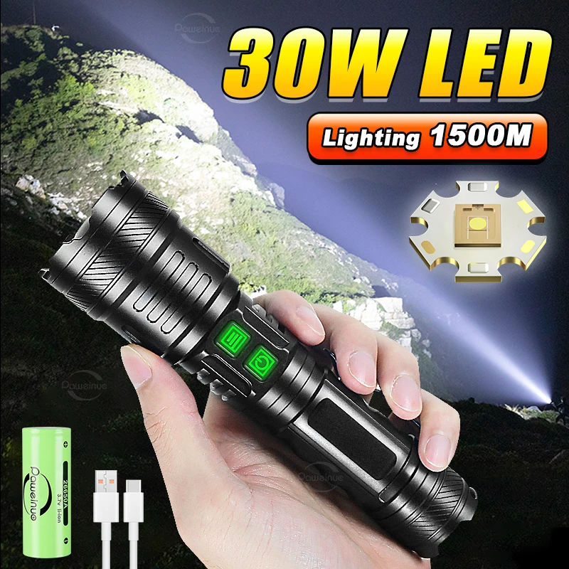 

White Laser 1500 Meters or XHP160 High Power Led Flashlights Pen Holder Power Bank Torch Lantern Work light Tactical Flashlight