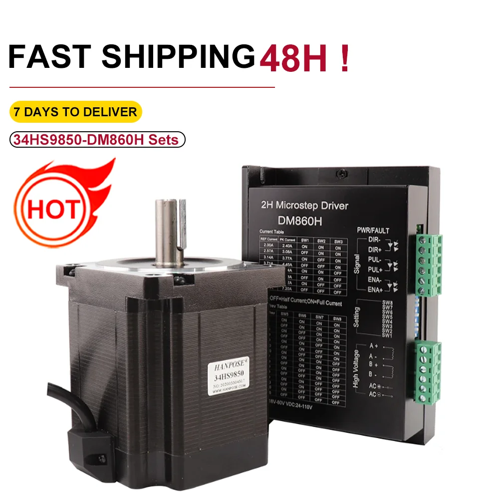 Шаговый двигатель Nema 34 5 0 А 6 Нм D14 мм 34HS9850 + шаговый DM860H 86X98 для 3D-принтера