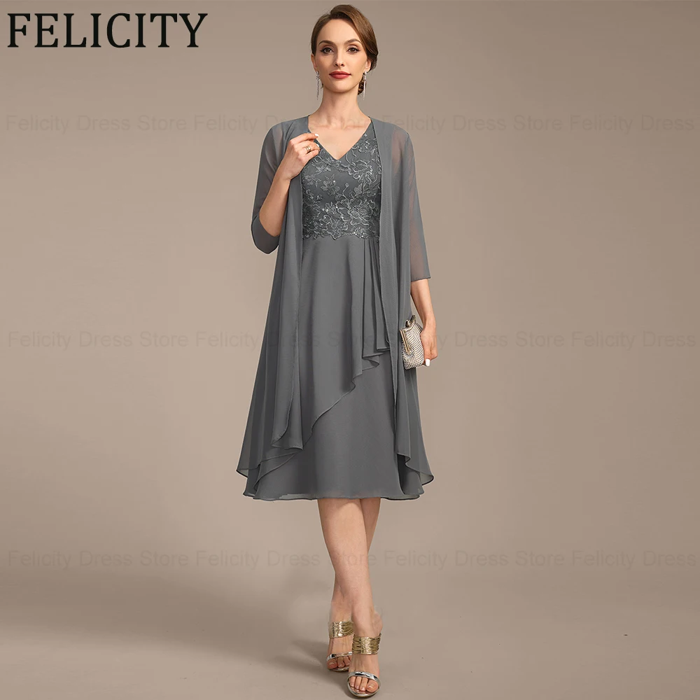 Платье для матери невесты 2024 ТРАПЕЦИЕВИДНОЕ с V-образным вырезом