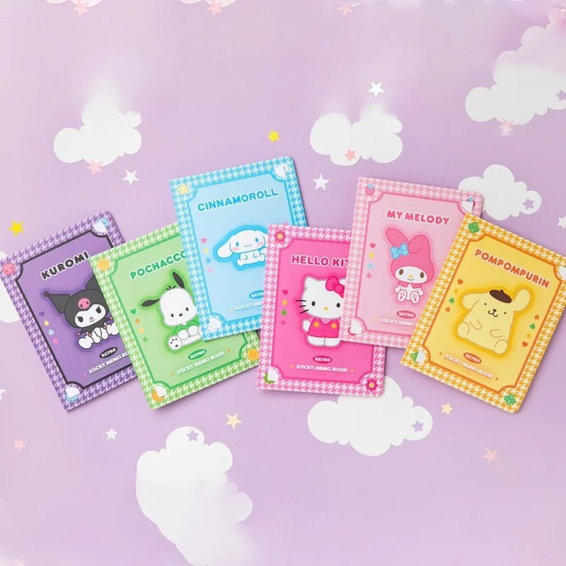 

Sanrio Kuromi Hello Kitty Pochacco Sticky Note Tearable Kawaii Notebook Message Stickers Cartoon Pad Notebook School Supplies