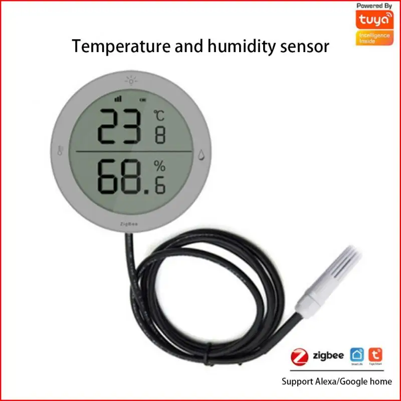 

Умный датчик температуры и влажности Tuya ZigBee, высокоточный сенсор для рассады с проводным щупом, для умного дома, работает с Alexa Google Home