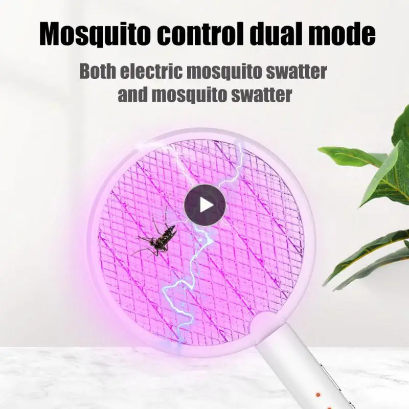 

Usb Rechargeable Mosquito Light Trap Handheld 1800mah Bug Zappers With Base Holder Safety Design Electric Insect Racket 3500v