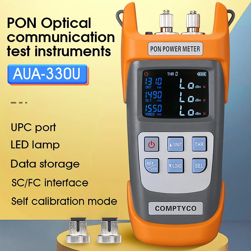 AUA-330A/U Handheld Fiber Optical PON Power Meter FTTX/ONT/OLT 1310/1490/1550nm with LED Light Function