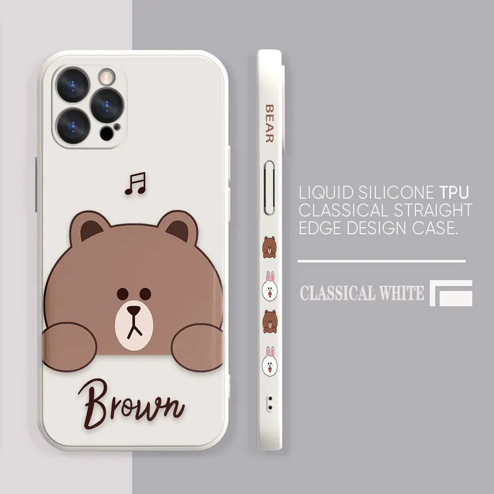 Phone Case For Apple iPhone 14 13 12 11 Pro XS Max Mini X XR SE 7 8 6 6S Plus Case Cover Funda Cqoue Shell Capa Cute Brown Bear