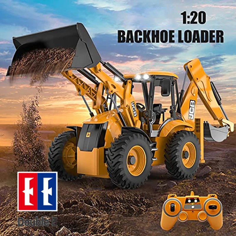 

1:20 RC Excavator Backhoe Loader Remote Control Car DOUBLE E E589 Engineering Vehicle Truck Model Bulldozer Trailer Toys for Boy