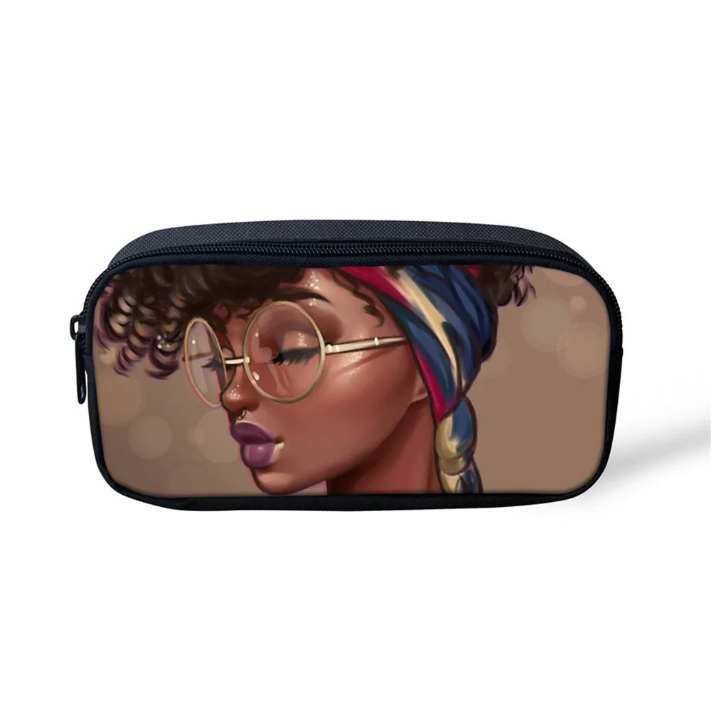 ADVOCATOR African Girl Pattern Pen Bags Pencil Pouch Travel Cosmetic Organizer Zipper Polyester Storage Box Custom Free Shipping