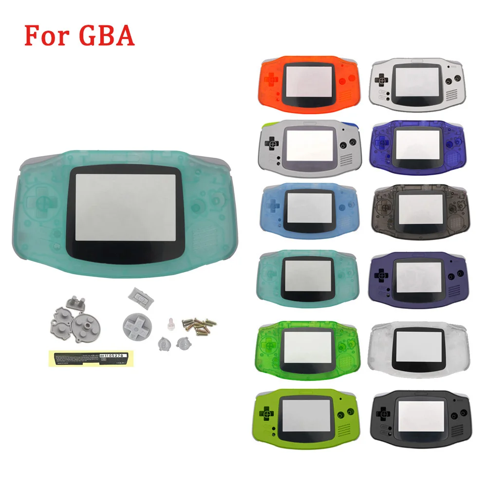 Фото Высококачественный сменный корпус для Nintendo Game Boy Advance GBA, прозрачный черный цвет с проводящей резиновой накладкой, комплекты кнопок №1