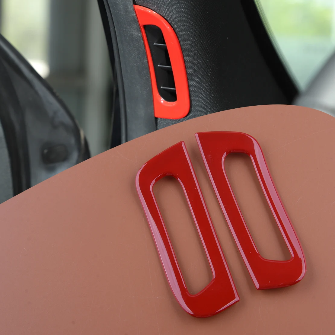 

1 Pair A Pillar Door Air Outlet Trim Vent Cover Frame Sticker Bezel Red ABS Fit for Dodge Durango 2011-2017 2018 2019 2020 2021