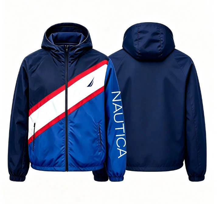 Фото Ветровка NAUTICA с капюшоном, куртка с логотипом парусной лодки на молнии, солнцезащитная куртка, модное пальто для занятий спортом на открытом воздухе №3