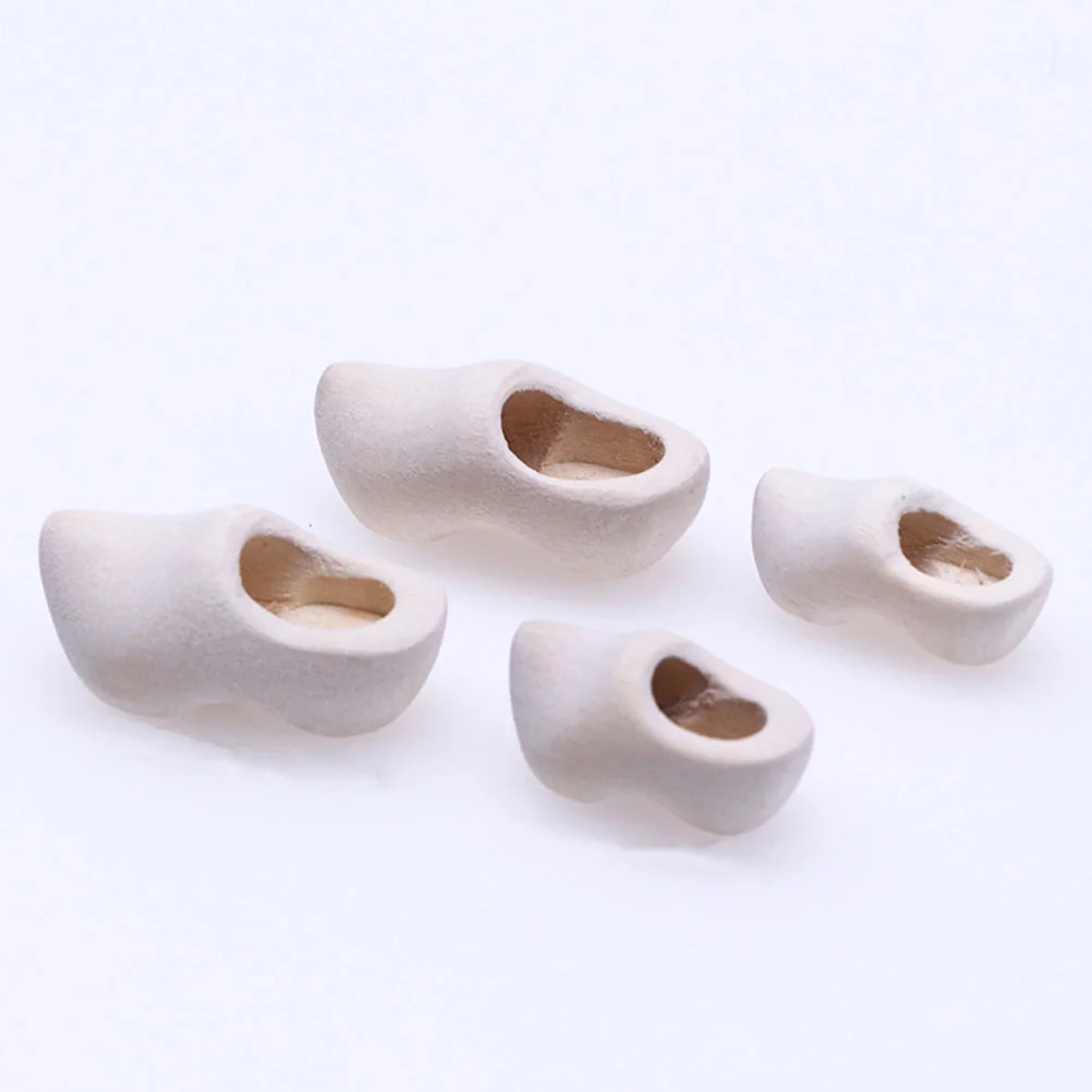 2 пары сабо ручной работы мини-клампен миниатюрная деревянная обувь дом DIY