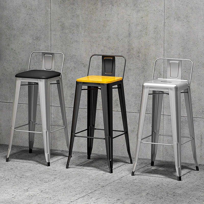 

Cs25 Industrial Wind Iron Art Bar Table Chair Music Bar Clear Bar Stool Iron Art Solid Wood Cash Register Backrest High Table