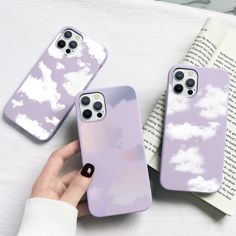 

White Cloud Print Case For Samsung Galaxy A82 A22 A32 A52 A72 A21S A12 A50 A31 A41 A71 S8 S9 S10 S20 FE S21 Plus Ultra TPU Cover