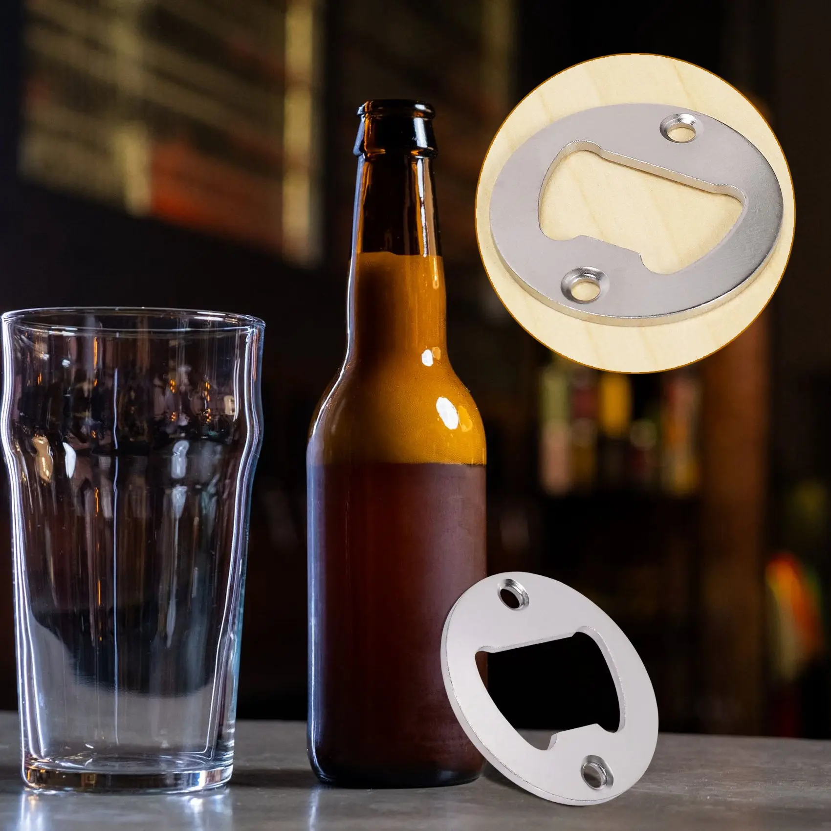 

Bottle Opener Part with Countersunk Holes Round Metal Strong Polished Bottle Opener Insert Parts