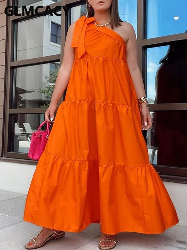 

Женское элегантное свободное платье макси на одно плечо, летнее праздничное платье