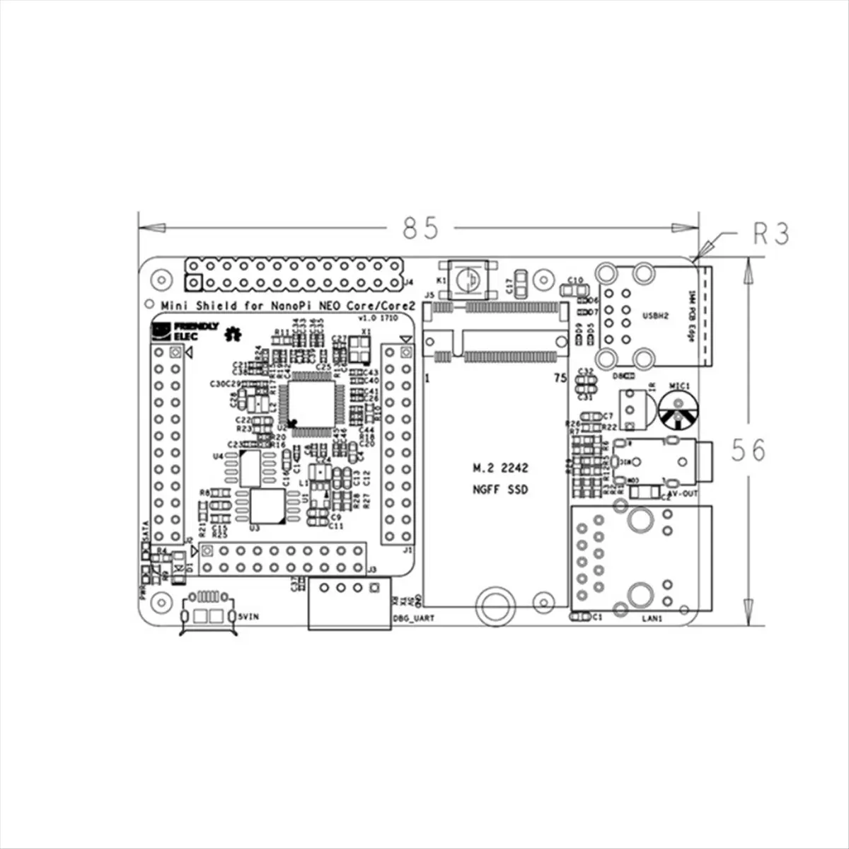 Фото Мини-шельд A99X для NEO Core/Core2 SDK, совместимый с RPi, помещается идеально в корпус RPi. №4