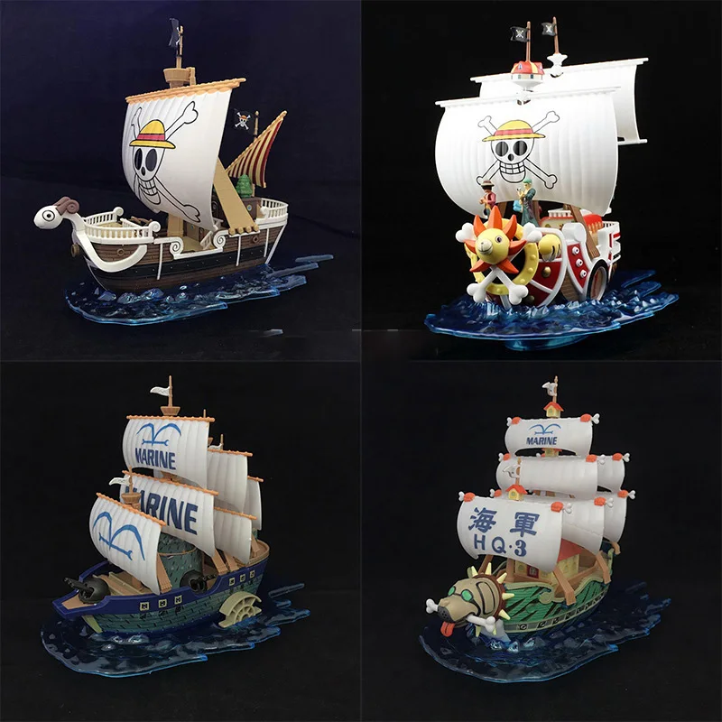 Bandai One Piece Anime Pirate Ship Assembled Puzzle Ship Sun Merry White-bearded Red-haired Cap Ship Submarine Model Figure Toys