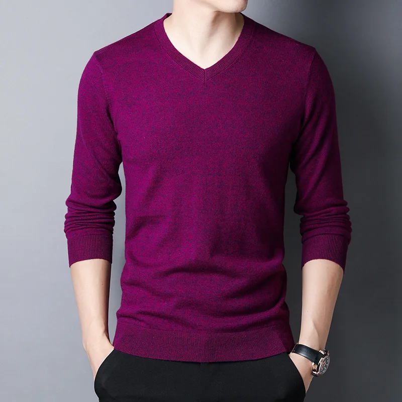 

Autumn and winter Knitted sweater men V-neck solid color long-sleeved sweaters zde2847