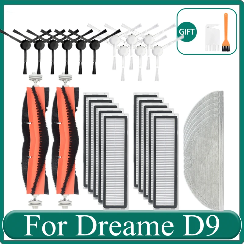 

For Dreame D9 Robot Vacuum Cleaner Main Brush Side Brush HEPA Filter Disposable Mop cloth Replacement Accessories Parts