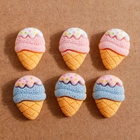 10pcs cute ice cream resin flatback cabochons scrapbooking crafts for diy handcraft accessories girls hearwear decoration