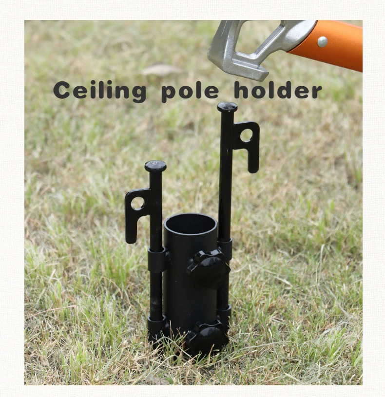 

Outdoor Camping Canopy Pole Ground Iron Holder Stand Metal Nails Portable Reinforced Windproof Fixed Tube Tent Awning Pole Rod