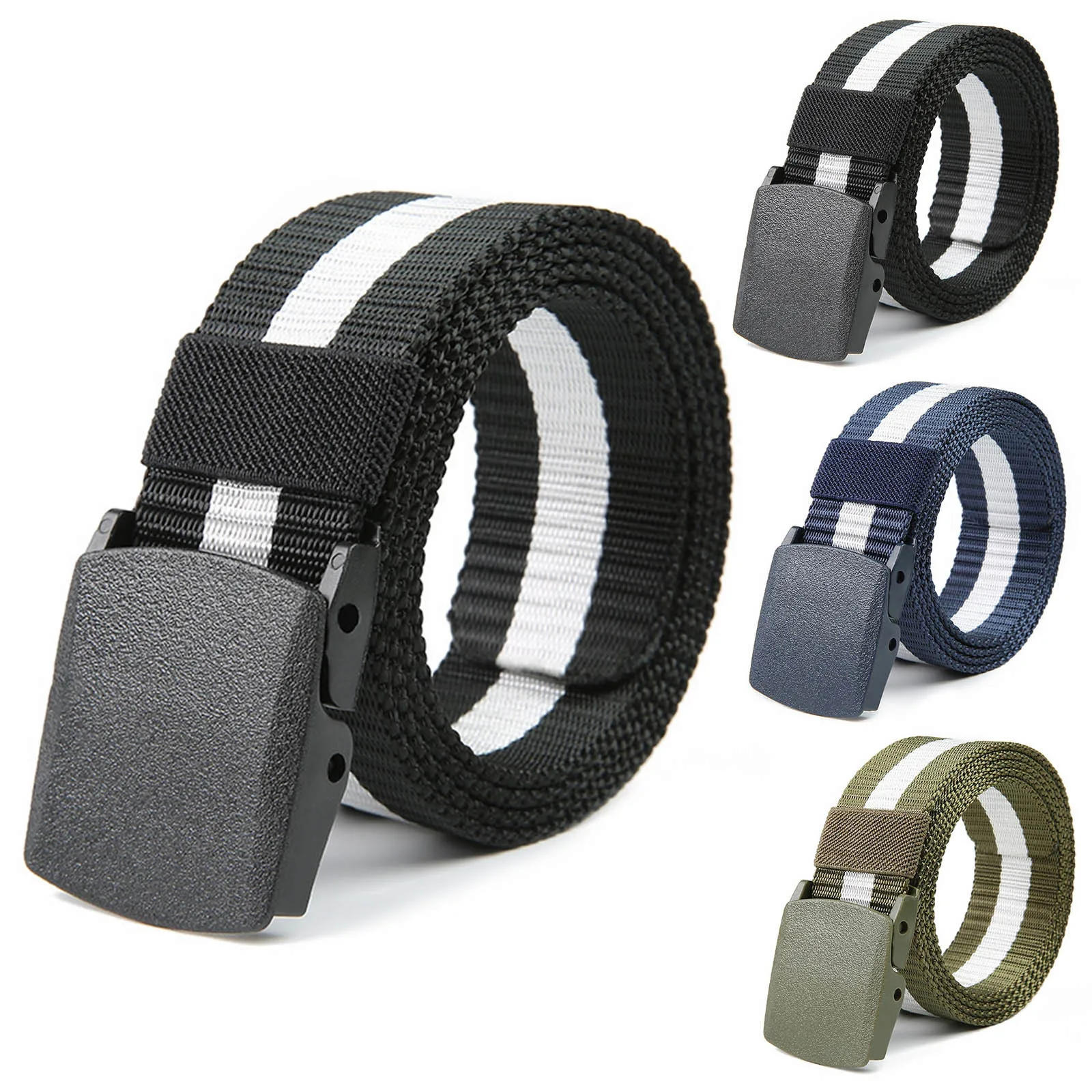 Unisex Automatic Buckle Tactical Belts Quick Release Buckle Canvas Belt for Women Men's Outdoor Training Belts Pants Waistband