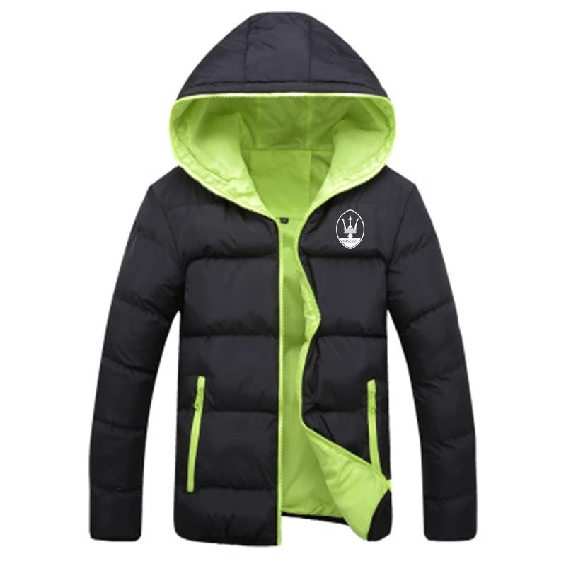 

New Maserati Logo Print Customizable Men Down Jacket Cotton Warm Thicken Man Down Jackets Casual Hip Hop Harajuku Man Clothes