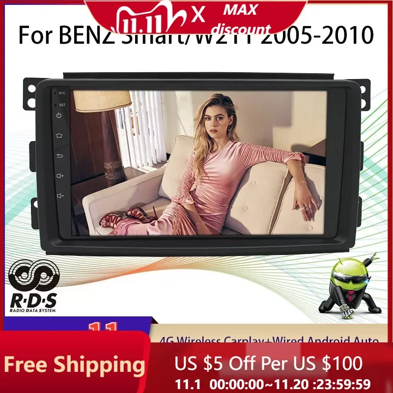 

Android 11 Octa Core Авто Радио стерео для BENZ Smart/W211 2005-2010 Автомобильный GPS навигатор мультимедийный плеер с RDS Wifi Carplay