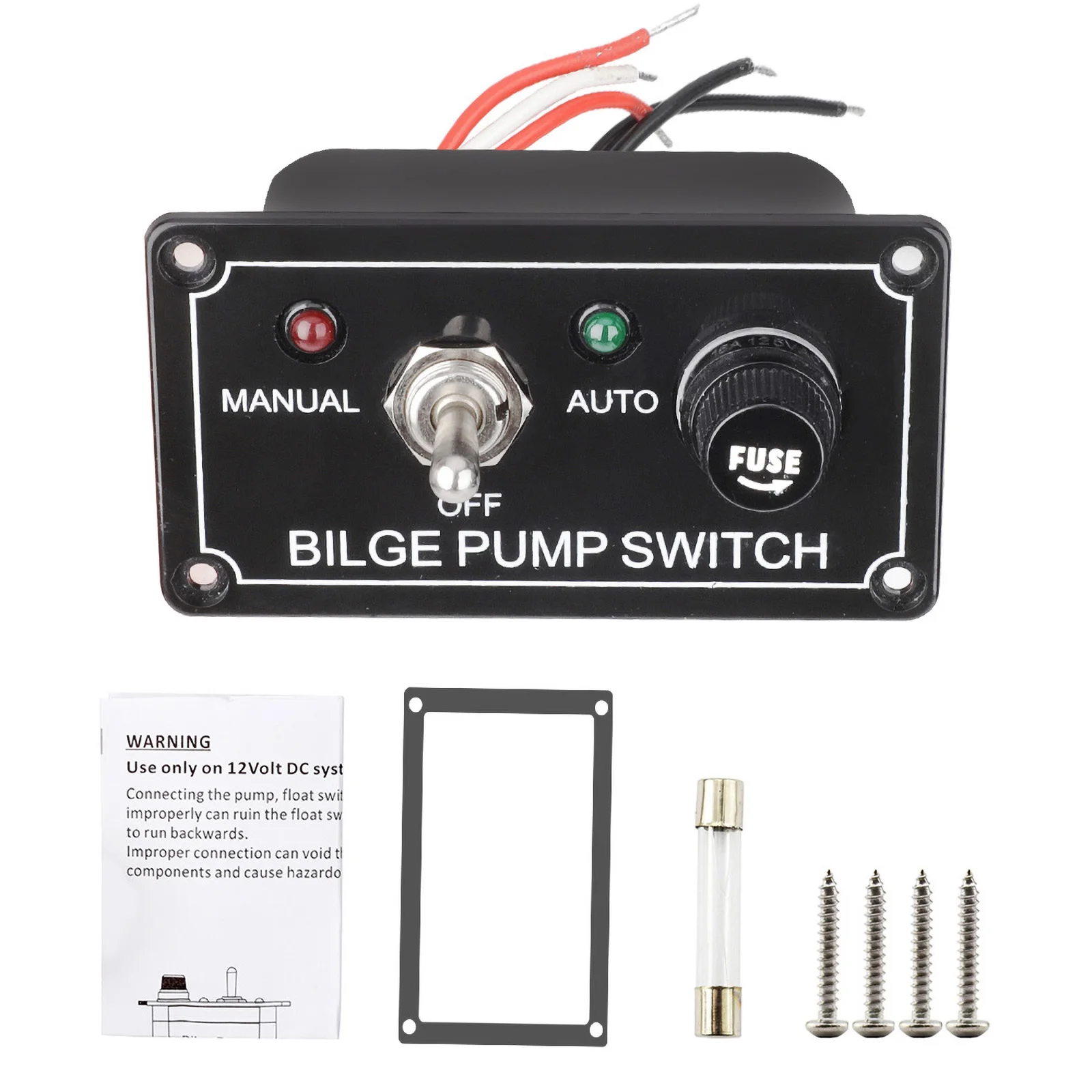 3-позиционная панель переключателя управления трюмным насосом 12 В, 5 А постоянного тока, 3 положения, ручное/выключение/автоматическое со светодиодным предохранителем для яхт, кемпера, грузовика, лодки, автофургона