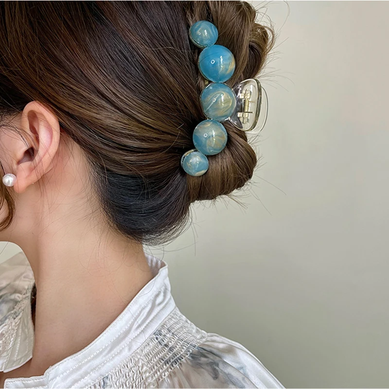 

Woman Halo Stained Planet Large Pearl Hair Claws Hairpins Girls Washing Face Hair Clips Lady Fashion Hair Accessories Barrettes