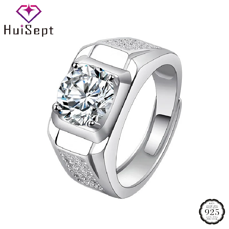 

HuiSept New Fashion Women Men Rings with Zircon 925 Silver Jewelry Accessories for Wedding Promise Bridal Party Gift Finger Ring
