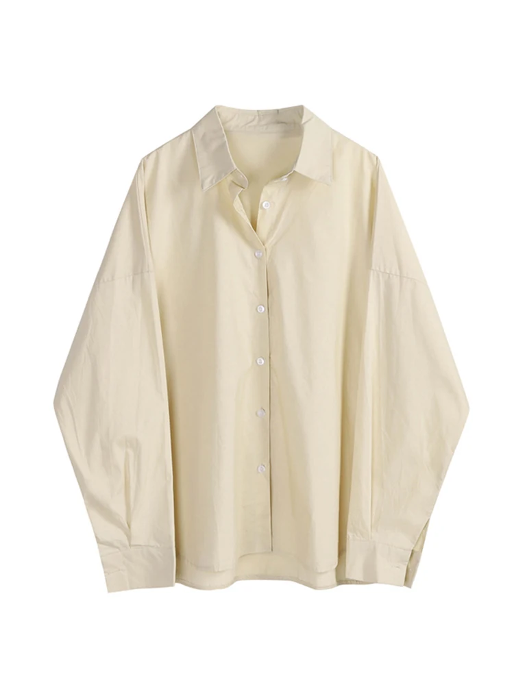 Женская блузка с длинным рукавом однотонная Свободная большого размера в