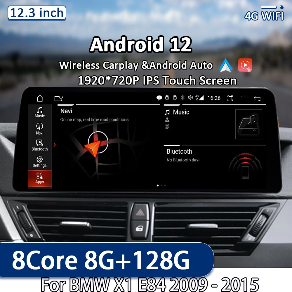 Radio con GPS para coche, reproductor Multimedia con Android 12, IPS Streen, sistema iDrive/CIC, vídeo, estéreo, para BMW X1, E84, años 2009 a 2015