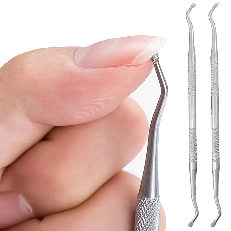 

1Pcs Nail Art Dual End Stainless Steel Dirt Remove Cleaning Stick Nail Toenail Ingrown Correction File Manicure Pedicure Tools