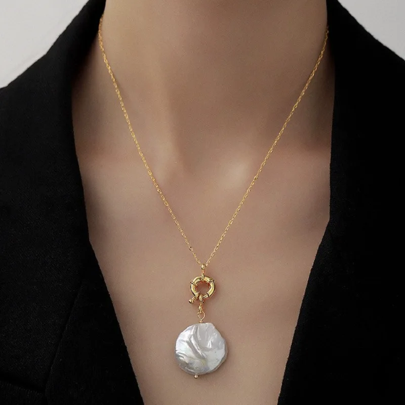 

Minar Sweet Irregular Freshwater Pearl Choker Necklaces for Women Gold Color Toggle Clasp Circle Pendant Necklace Pendientes