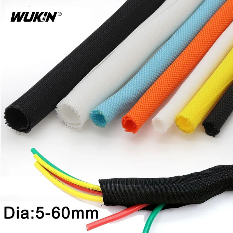 

1 Meter Self Closing Cable Sleeve Dia 5-60mm Braided Expandable Auto Line Wire Sleeves Flexible Loom Split Tube Wrap Protect