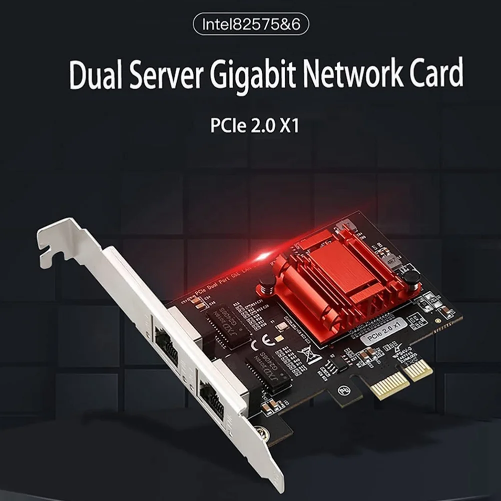 Фото Двухпортовая PCIe Gigabit сетевая карта 1000M PCI Express Ethernet адаптер для Windows/Windows Server/Linux/Freebsd /DOS №4
