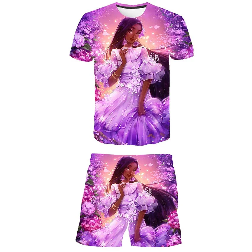 

Encanto Mirabel Clothing Suits Fashion Print Girls T Shirts Short Pants Sets Harajuku Cartoon Casual 1-14 Years Costumes Outfits