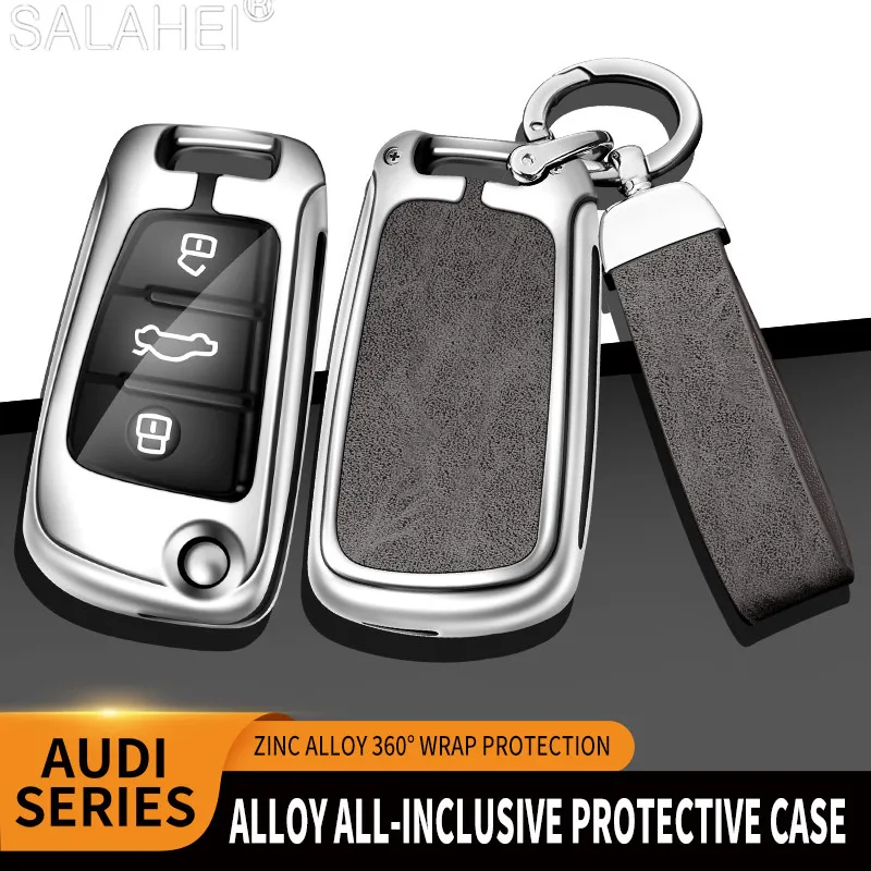 

Zinc Alloy Leather Car Key Cases3 Buttons Folding Protector Cover For Audi A1 A3 A6 Q2 Q3 Q7 TT TTS R8 S3 S6 RS3 RS6 Accessories
