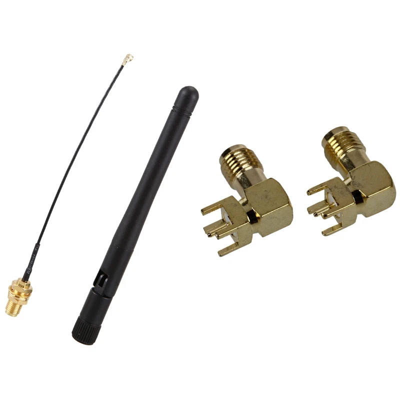 

2 шт., розетка SMA в розетку, Φ, золотистая с антенной Lorawan + небольшой удлинитель кабеля IPX на SMA